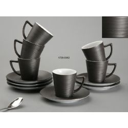 6 TAZAS CAF&Eacute; C/P  NEGRAS