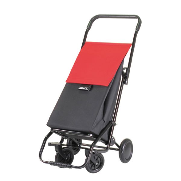 Carro compra ruedas giratorias. Bolsa nylon 43 litros. Negro