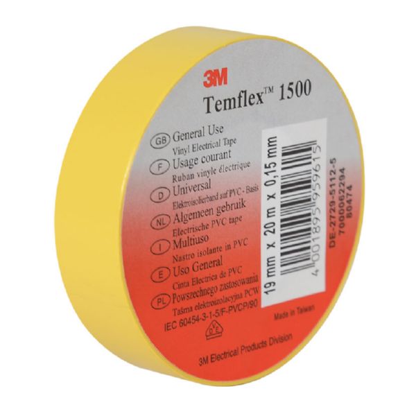 Cinta aislante Temflex 19 mm x 20 m. Amarilla