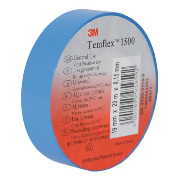 Cinta aislante Temflex 19 mm x 20 m. Azul